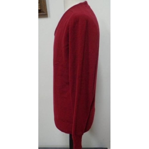 VGUC - 100% CASHMERE IMPORTED Mens 100% Cashmere Burgundy V-Neck Sweater Size L - Picture 2 of 6